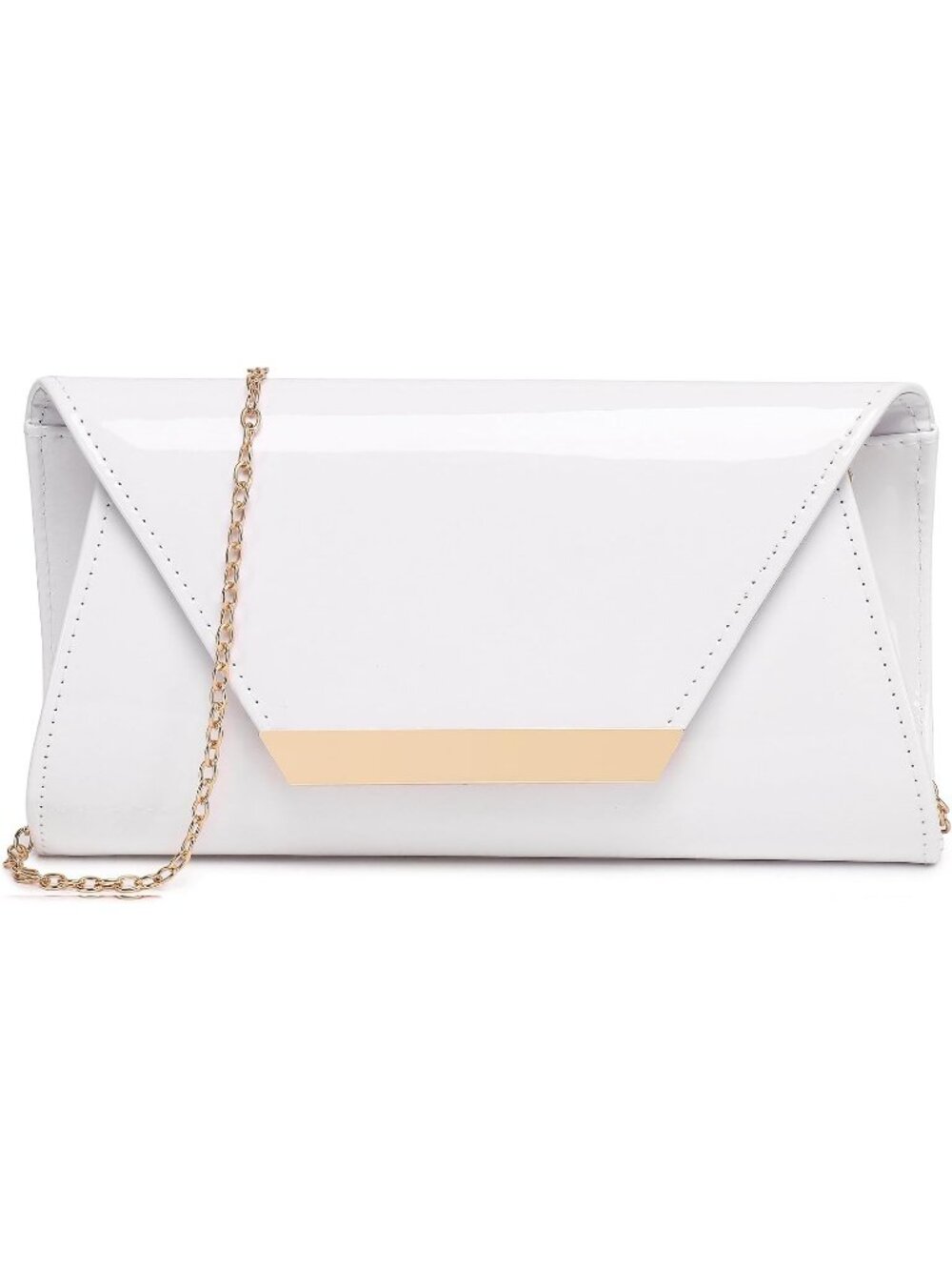 Women's White Patent Leather Clutch Purse Formal Party Evening Bag Handbag